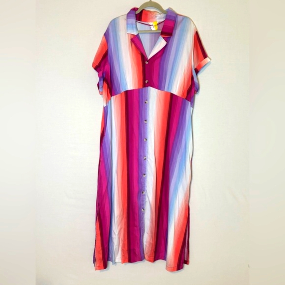 Terra & Sky Pink and Purple Short Sleeve Dress